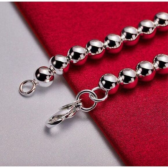 Silver Heart Lock Beaded Bracelet - Picture 6 of 7